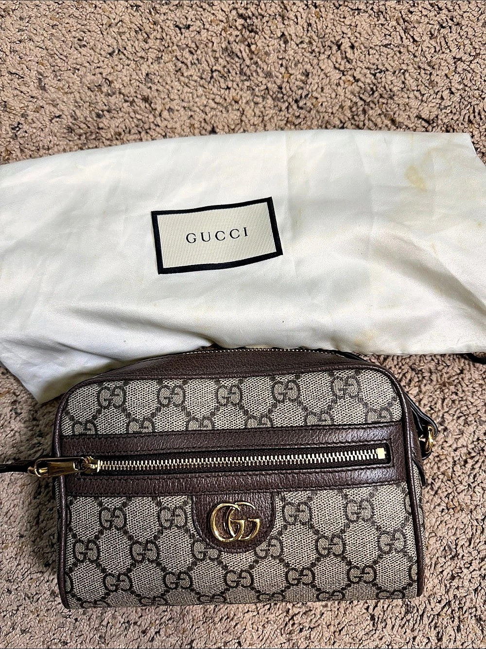 Gucci GG Supreme Small Camera Bag Brown & Beige